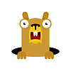 Vector clipart: Groundhog Day. Marmot from hole. woodchuck in burrow